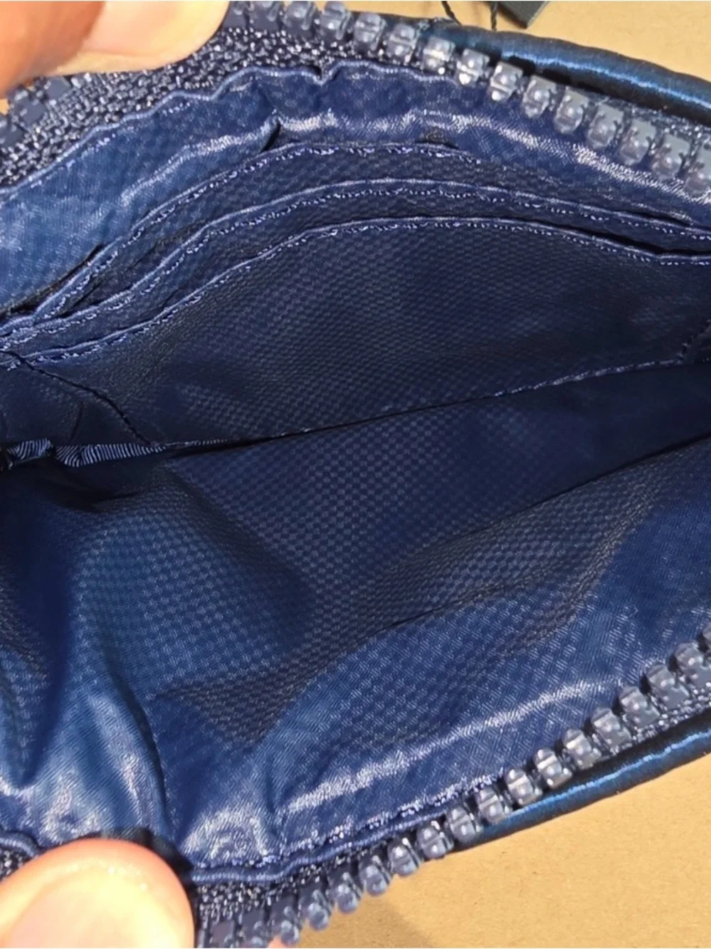 NWOT MZ Wallace Micro Quilted Navy Blue  Shiny Crossbody Bag - Designer Style